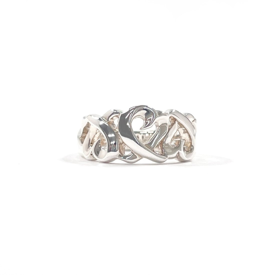 TIFFANY&Co. Tiffany Triple Loving Heart Paloma Picasso Ring, Sterling Silver 925, Size 8.5cm,: --- Catalog ---Category: SizeJP Size: 8.5US Size: 4.5Category: DesignType: Band ringColor: SilverGender: WomenMaterial: Silver 925Category: GeneralBrand: Tiffany--- Item List ---Section: ConditionRank