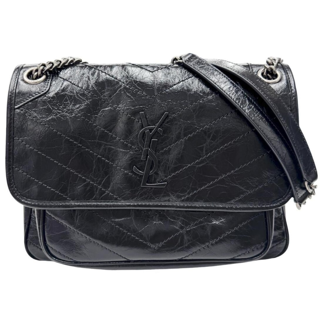 Yves Saint Laurent SAINT LAURENT PARIS NIKI Medium Chain Shoulder Bag, Quilted Leather, Black,: --- Catalog ---Category: SizeSize (HxWxD): 22cm x 27cm x 10cm / 8.66'' x 10.62'' x 3.93''Strap Length: 111cm / 43.7''Category: DesignType: Shoulder bagColor: BlackGender: WomenClosure: Flap, MagnetMat