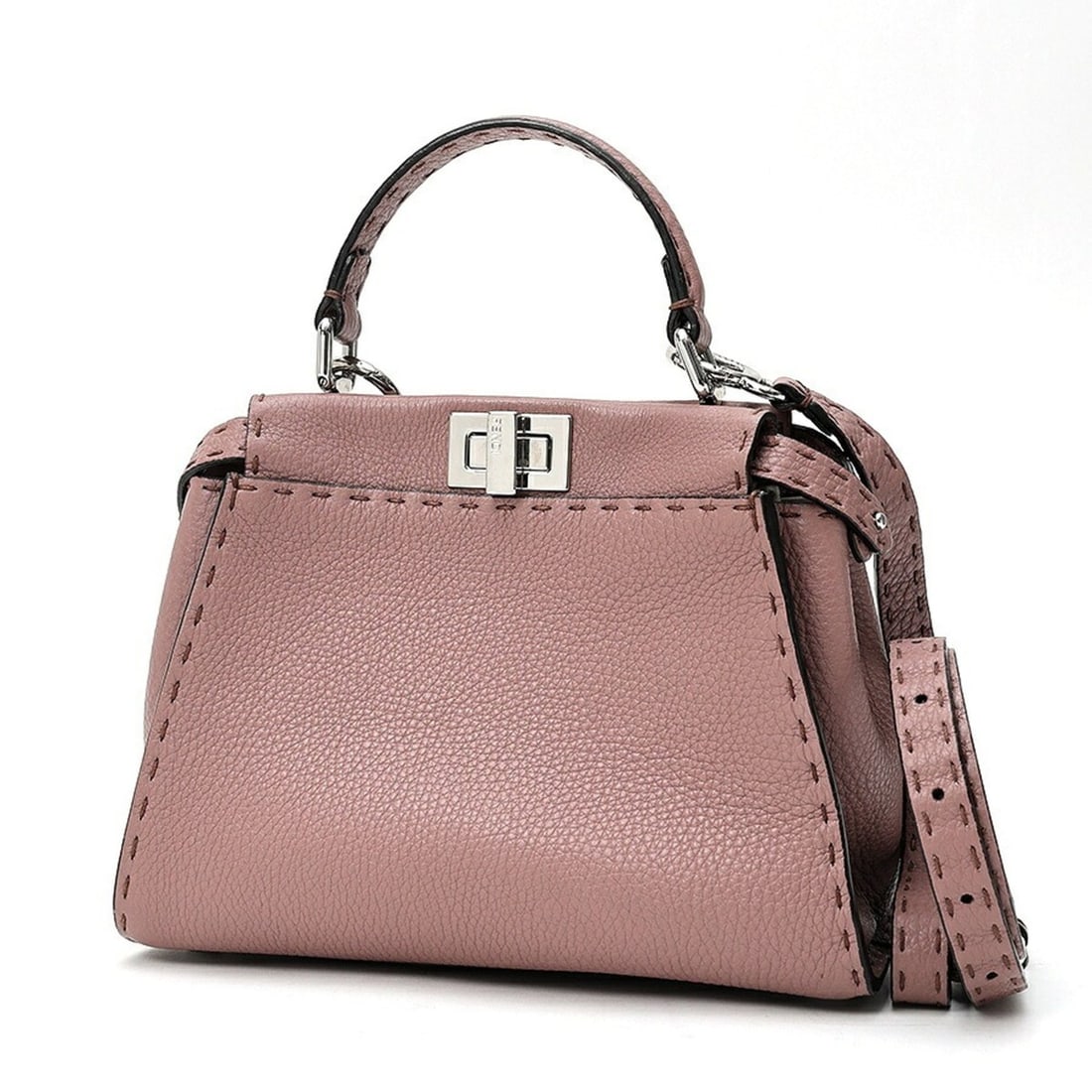 Fendi Peekaboo Mini Shoulder Bag, 8BN244, Selleria Leather, Pink Beige (1 of 9)