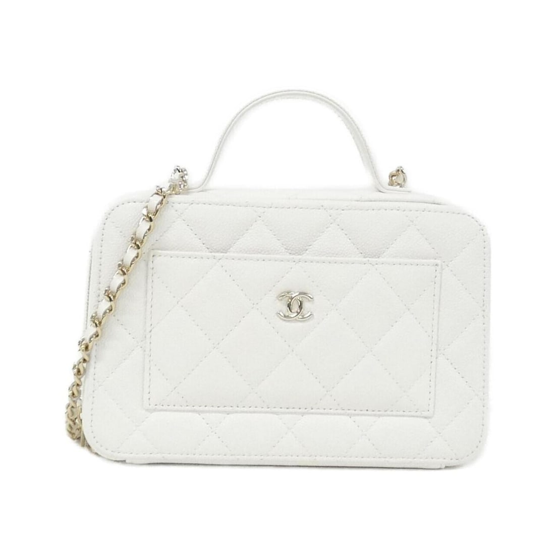 Chanel AP4778 handbag: --- Catalog ---Category: SizeSize (HxWxD): 12cm x 19cm x 9cm / 4.72'' x 7.48'' x 3.54''Category: DesignType: HandbagColor: WhiteGender: WomenMaterial: Grained Calfskin Category: GeneralMPN: