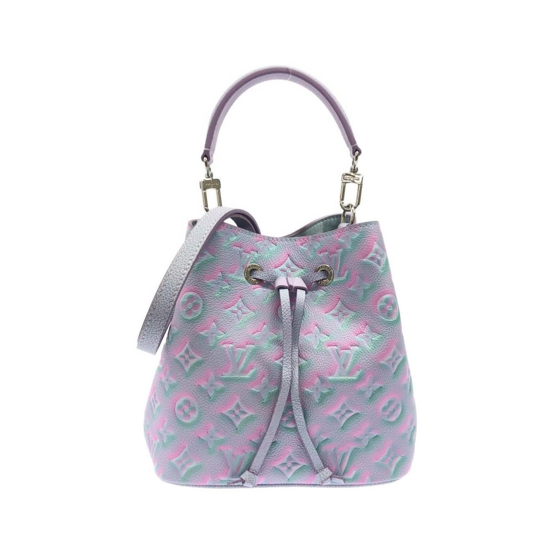 Louis Vuitton Monogram Empreinte (Summer Stardust) Neo Noe BB M46173 Shoulder Bag: --- Catalog ---Category: SizeWeight: 570g / 1.25lb.Size (HxWxD): 21cm x 20cm x 13cm / 8.26'' x 7.87'' x 5.11''Strap Length: 67cm - 116cm / 26.37'' - 45.66''Handle Length: 32cm / 12.59''Category: Desig