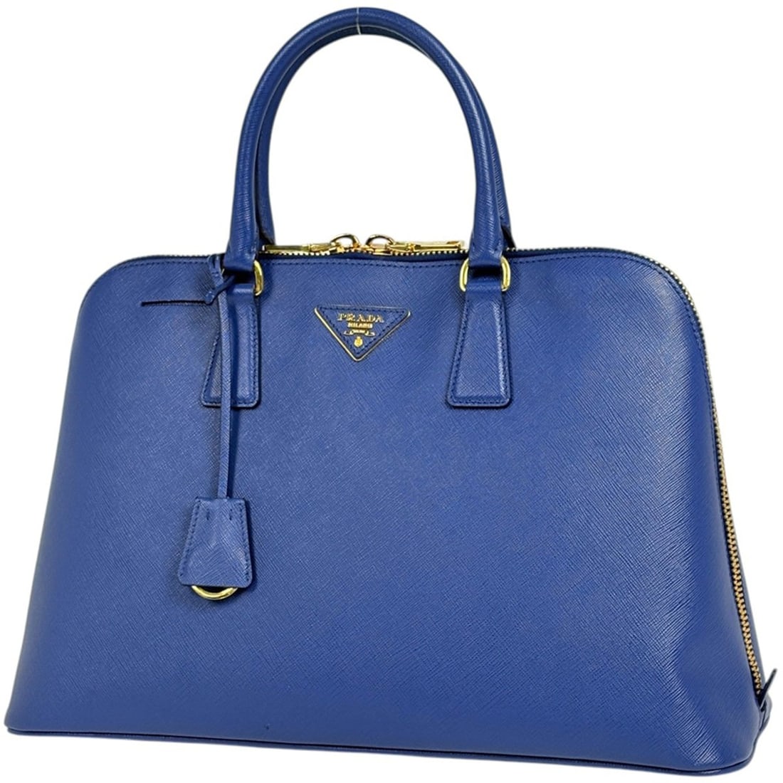 Prada handbag with logo plate, Saffiano leather, blue, BL0812, women's.: --- Catalog ---Category: SizeSize (HxWxD): 25cm x 38cm x 15cm / 9.84'' x 14.96'' x 5.9''Category: DesignType: HandbagColor: BlueGender: WomenMaterial: Leather Leather/Fur Type: Saffiano leatherCategor