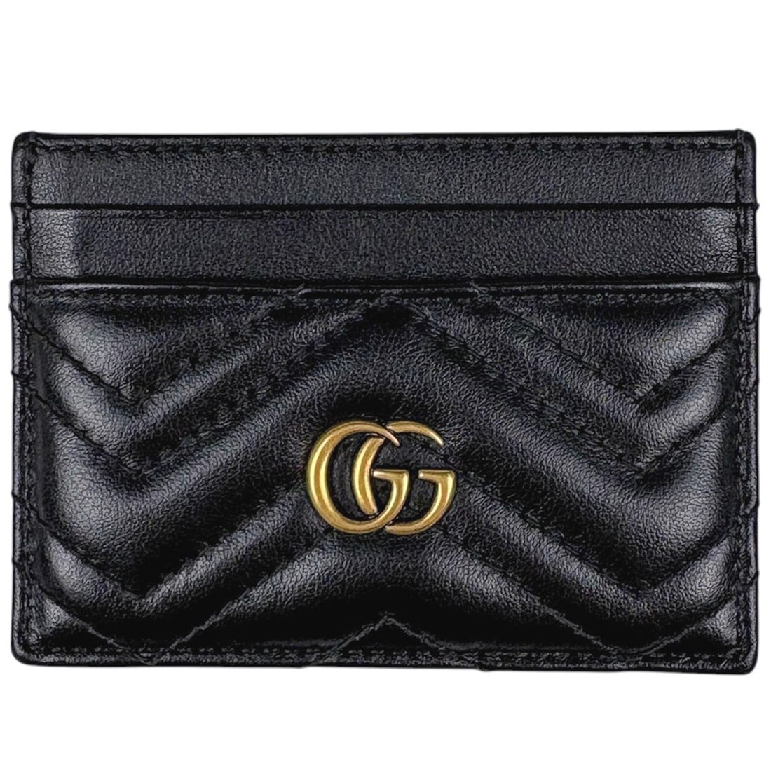 Gucci business card holder/card case, GG Marmont leather, black, 443127, women's.: --- Catalog ---Category: DesignType: Business card caseColor: BlackGender: WomenMaterial: Leather Category: GeneralBrand: GucciCategory: Physical PropertiesSize (HxWxD): 7.5cm x 10.5cm x 5mm / 2.95'' 