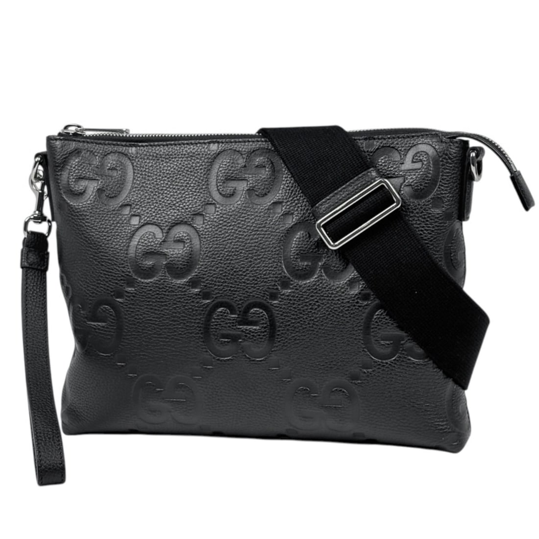 Gucci Jumbo GG Guccissima 2-Way Leather Second Bag, Black, 696009, Women's: --- Catalog ---Category: SizeSize (HxWxD): 23cm x 30cm x 4cm / 9.05'' x 11.81'' x 1.57''Category: DesignType: Shoulder bagColor: BlackGender: WomenMaterial: Leather Category: GeneralBrand: Gucci---