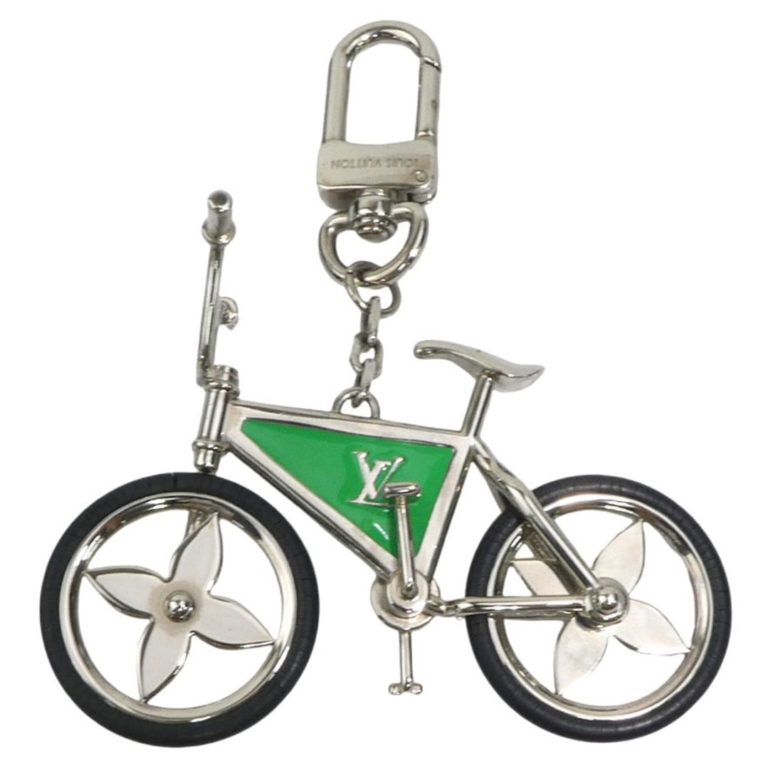 Louis Vuitton LOUIS VUITTON Charm Keychain Bijou Sac Bike Metal Silicone Silver Green Black Men's (1 of 18)