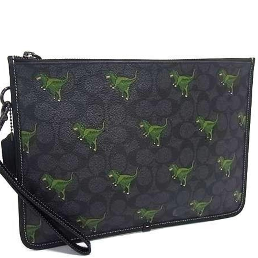 COACH Large Signature Canvas Rexy Pouch CF063 Bag Charcoal Black Multi Leather Men's: --- Catalog ---Category: SizeSize (HxWxD): 21cm x 30cm x 1.5cm / 8.26'' x 11.81'' x 0.59''Category: DesignType: PouchColor: BlackGender: MenClosure: ZipperMaterial: PVC , Leather Category: GeneralLine