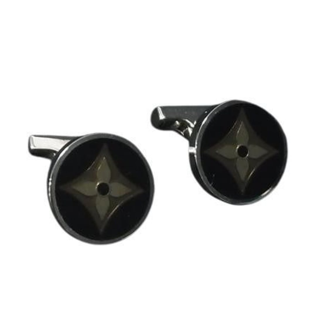 LOUIS VUITTON Cufflinks, Bouton de Manchette Fleur, M65055, Silver/Black, Ag925, Men's Cufflinks: --- Catalog ---Category: SizeSize (HxWxD): 18.00mm x 18.00mm / 0.71'' x 0.71''Category: DesignType: CufflinksColor: Black, SilverStyle: Business, FormalGender: MenMaterial: Silver 925Category: