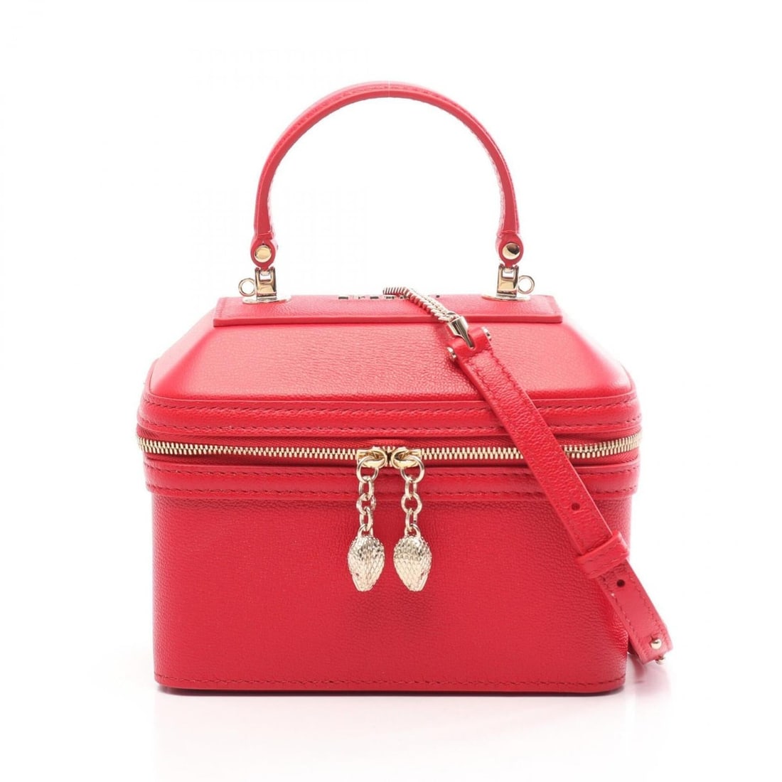 Bulgari BVLGARI Serpenti Jewelry Box 2-Way Handbag Leather Women's Red: --- Catalog ---Category: SizeSize (HxWxD): 13cm x 16cm x 9cm / 5.11'' x 6.29'' x 3.54''Category: DesignType: Handbag, Vanity bagColor: Red colorGender: WomenMaterial: Leather Category: GeneralBrand: B