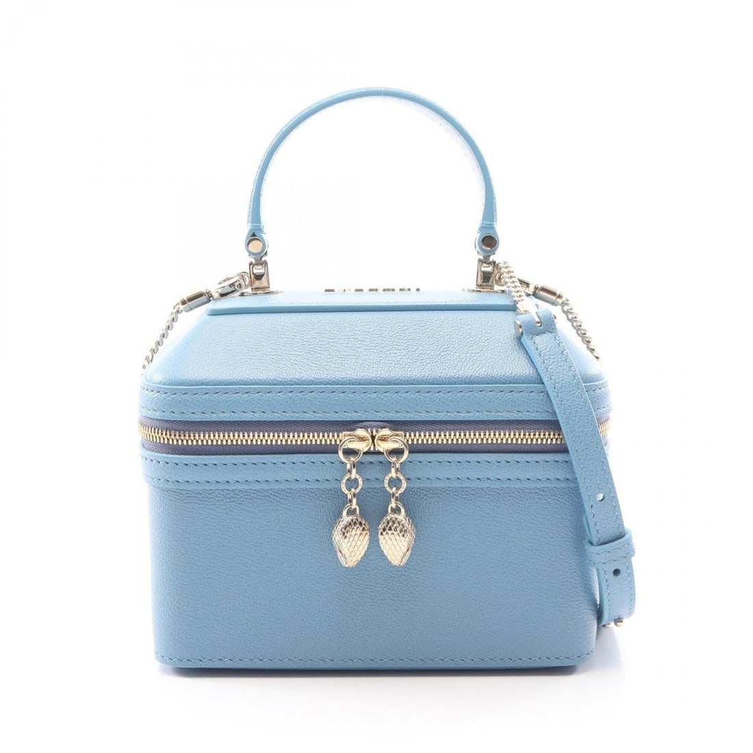 Bulgari BVLGARI Serpenti Jewelry Box 2-Way Handbag Leather Women's Blue: --- Catalog ---Category: SizeSize (HxWxD): 13cm x 16cm x 9cm / 5.11'' x 6.29'' x 3.54''Category: DesignType: Handbag, Vanity bagColor: BlueGender: WomenMaterial: Leather Category: GeneralBrand: Bvlgar