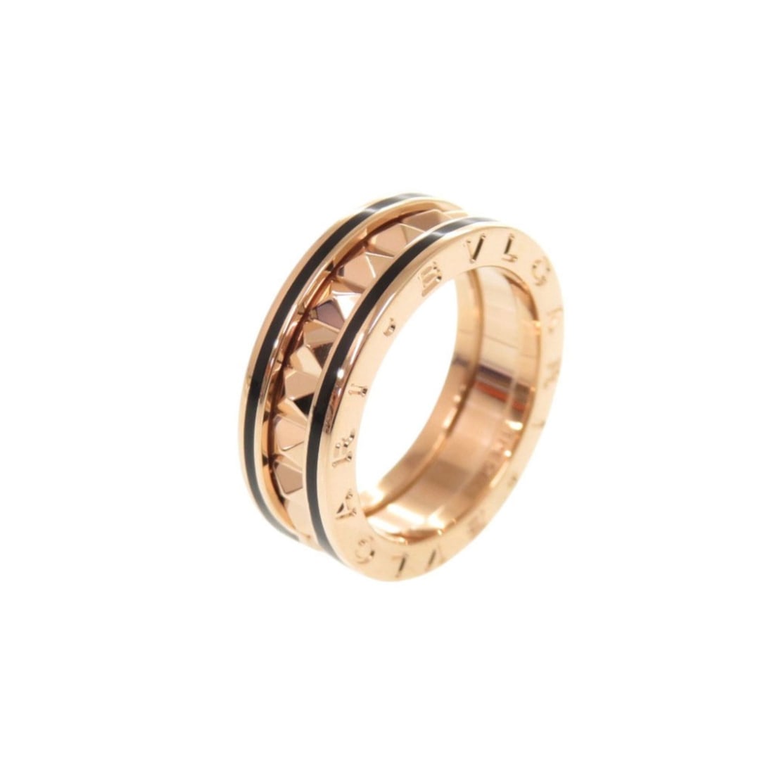 BVLGARI B.zero1 Rock 18KPG 750PG Black Ceramic #52 Pink Gold Ring Jewelry 0126BVLGARI: --- Catalog ---Category: SizeUS Size: 6.5Brand Size: 52Category: DesignType: Band ringColor: Black, Pink goldGender: WomenMaterial: Ceramic, Pink gold (18K)Category: GeneralBrand: BvlgariCountry of Or