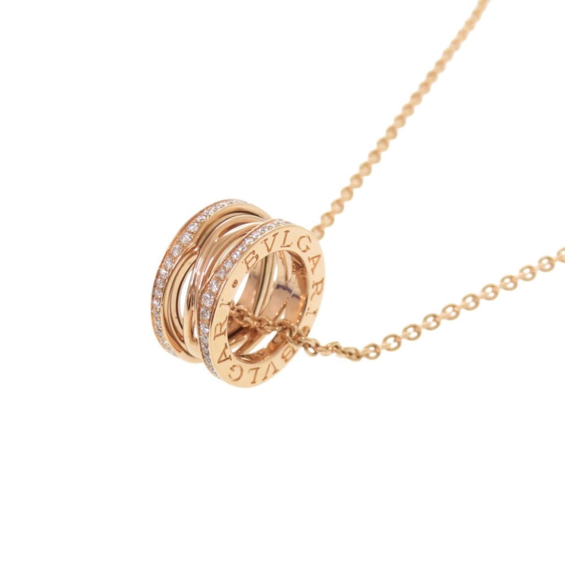 Bulgari B-ZERO1 Design Legend 18KPG 750PG Diamond Pink Gold Necklace Jewelry 0105BVLGARI: --- Catalog ---Category: SizePendant Size: 15mm x 7mm / 0.59'' x 0.27''Neck Circumference: 46 cm / 18.11''Category: DesignColor: Pink goldGender: WomenMaterial: Pink gold (18K)Necklace Type: NecklaceC