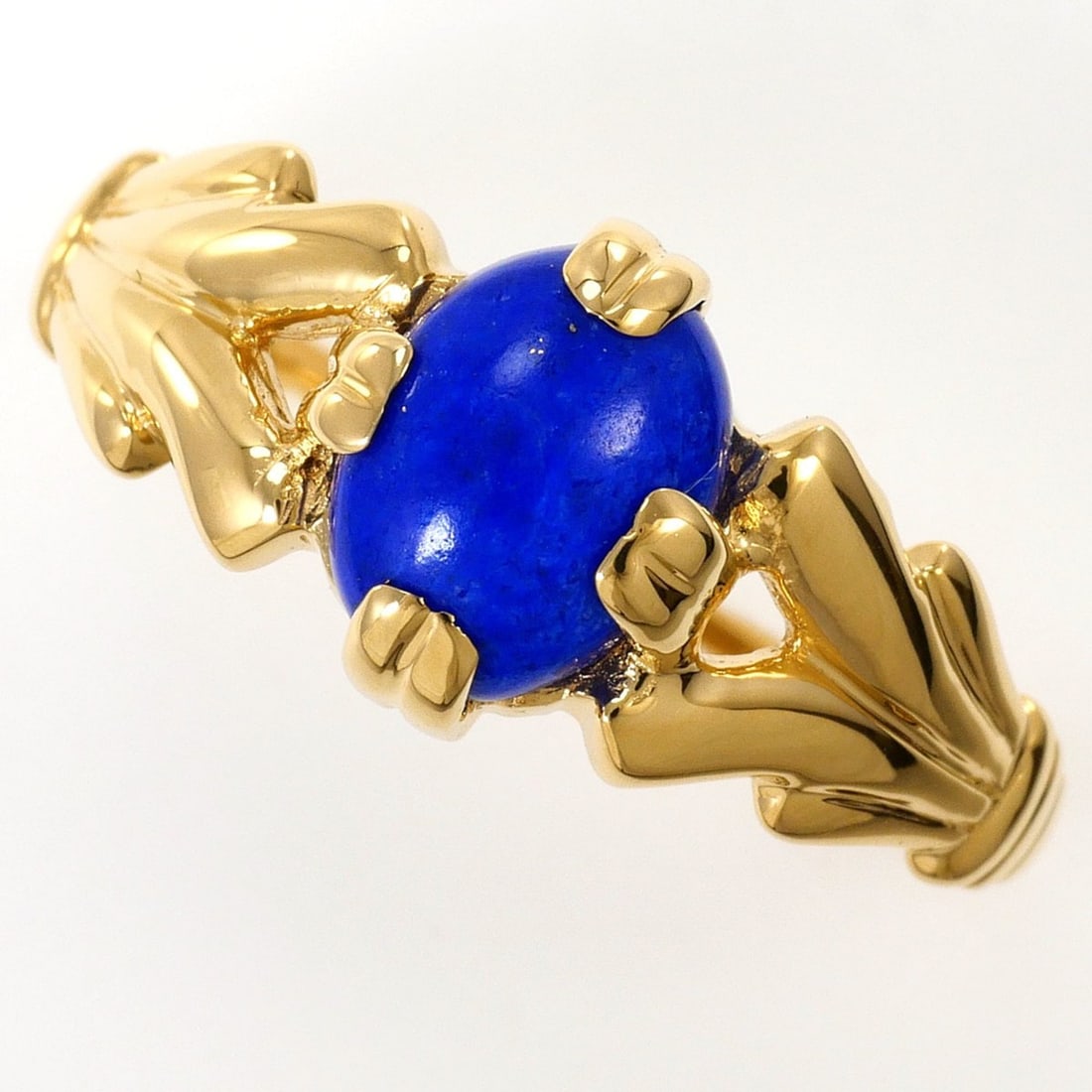 18K (18-karat) Yellow Gold Ring with Lapis Lazuli Card, Total Weight 3.2g, Jewelry: --- Catalog ---Category: SizeWidth: 9mm / 0.35''Weight: 3.2g / 0.11oz.JP Size: 16US Size: 8Category: DesignType: Band ringColor: Yellow goldMetal: GoldStone: Lapis lazuliGender: WomenMaterial: Yellow 