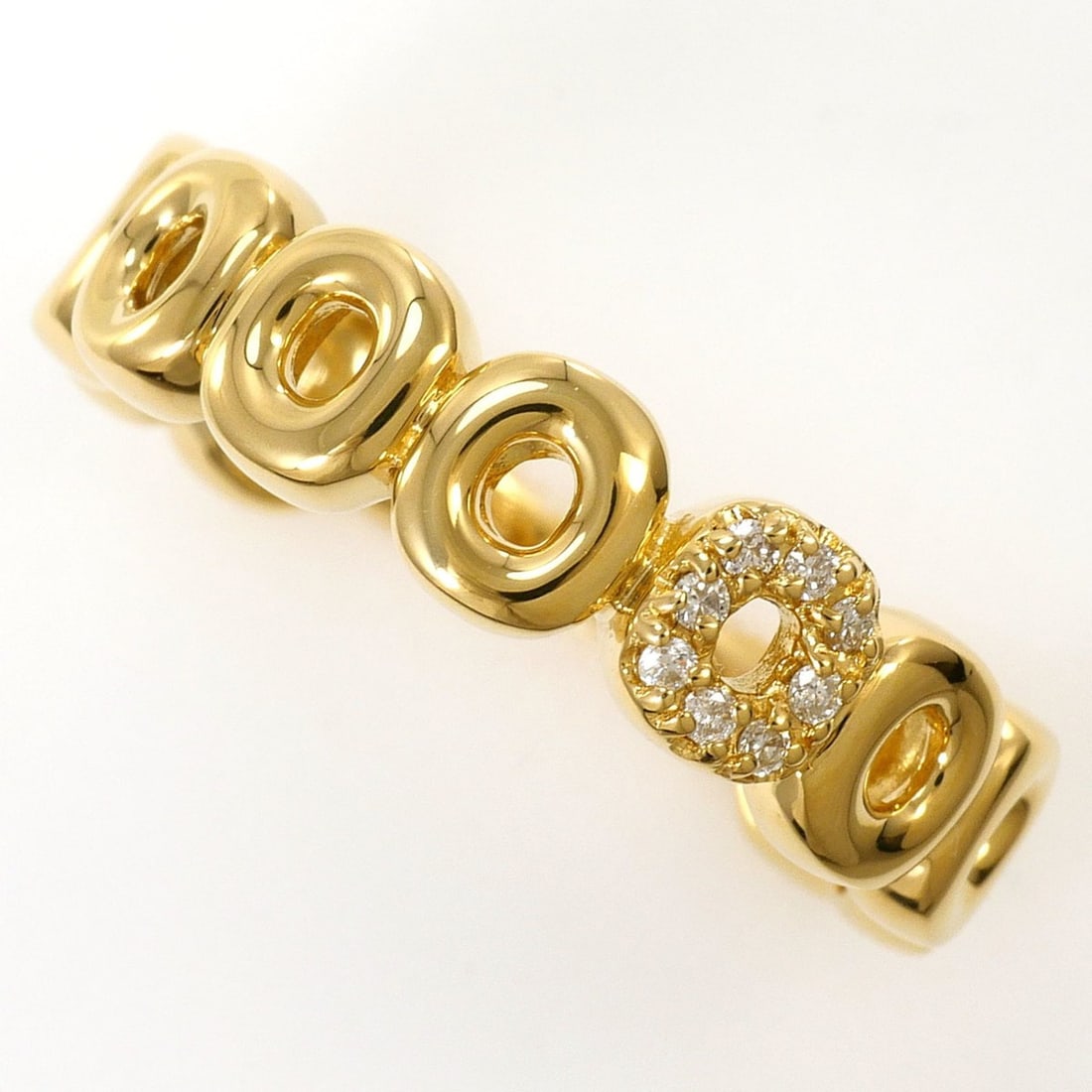 18K (18-karat) Yellow Gold Ring with 0.05ct Diamond, Card Included, Total Weight 5.0g, Jewelry: --- Catalog ---Category: SizeWidth: 5mm / 0.2''Weight: 5g / 0.17oz.JP Size: 11US Size: 6Category: DesignType: Band ringColor: Yellow goldMetal: GoldStone: DiamondGender: WomenMaterial: Yellow gold (18