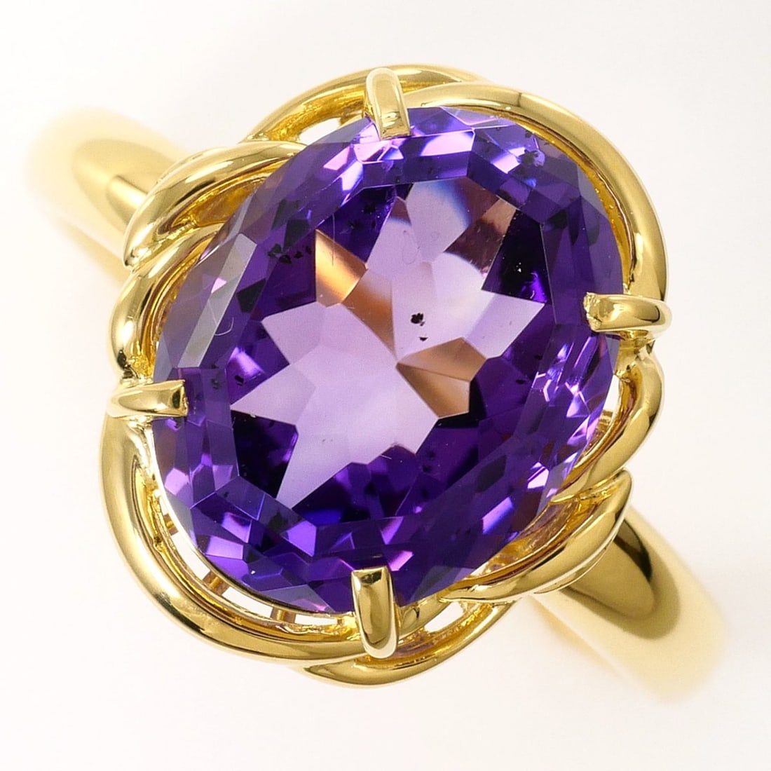 18K (18-karat) Yellow Gold Ring with Amethyst Card, Total Weight 6.3g, Jewelry (1 of 17)