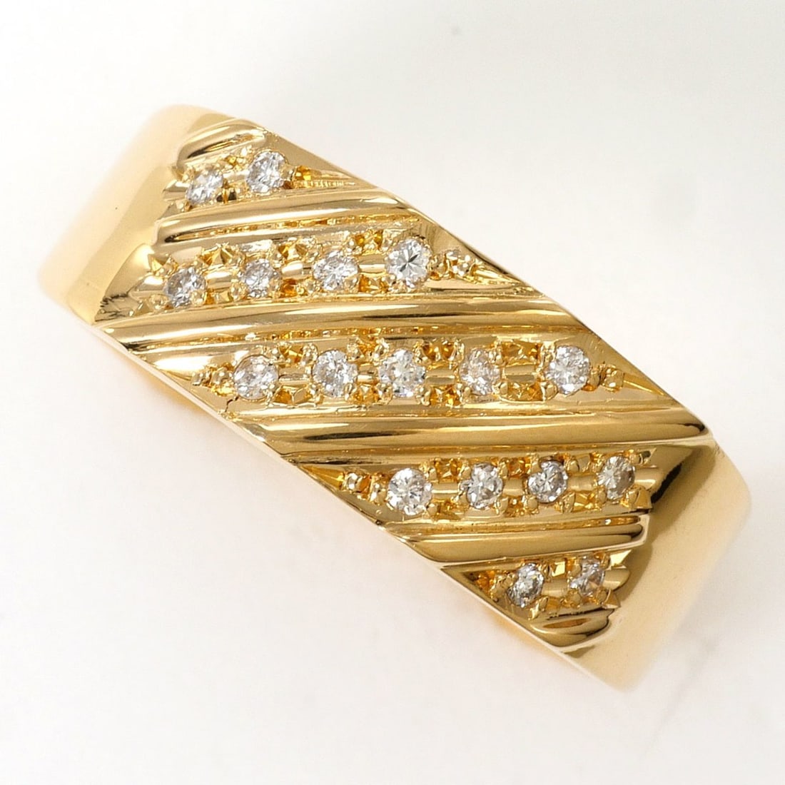 18K (18-karat) Yellow Gold Ring with 1 Diamond (0.11ct), Card Included, Total Weight 4.9g, Jewelry (1 of 18)