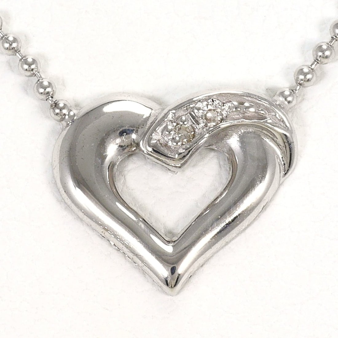 K14 14K WG White Gold Necklace with Diamond (carat weight not stamped), Total Weight 2.2g, 40cm, (1 of 11)