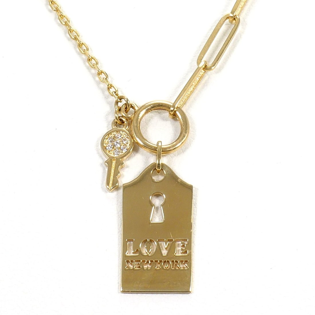 K14 14K YG Yellow Gold Necklace with Zirconia, Total Weight 4.3g, 48cm, Jewelry: --- Catalog ---Category: SizeWeight: 4.3g / 0.15oz.Pendant Size: 26mm x 9mm / 1.02'' x 0.35''Neck Circumference: 48 cm / 18.89''Category: DesignColor: Yellow goldMetal: GoldStone: Cubic zirconiaGender