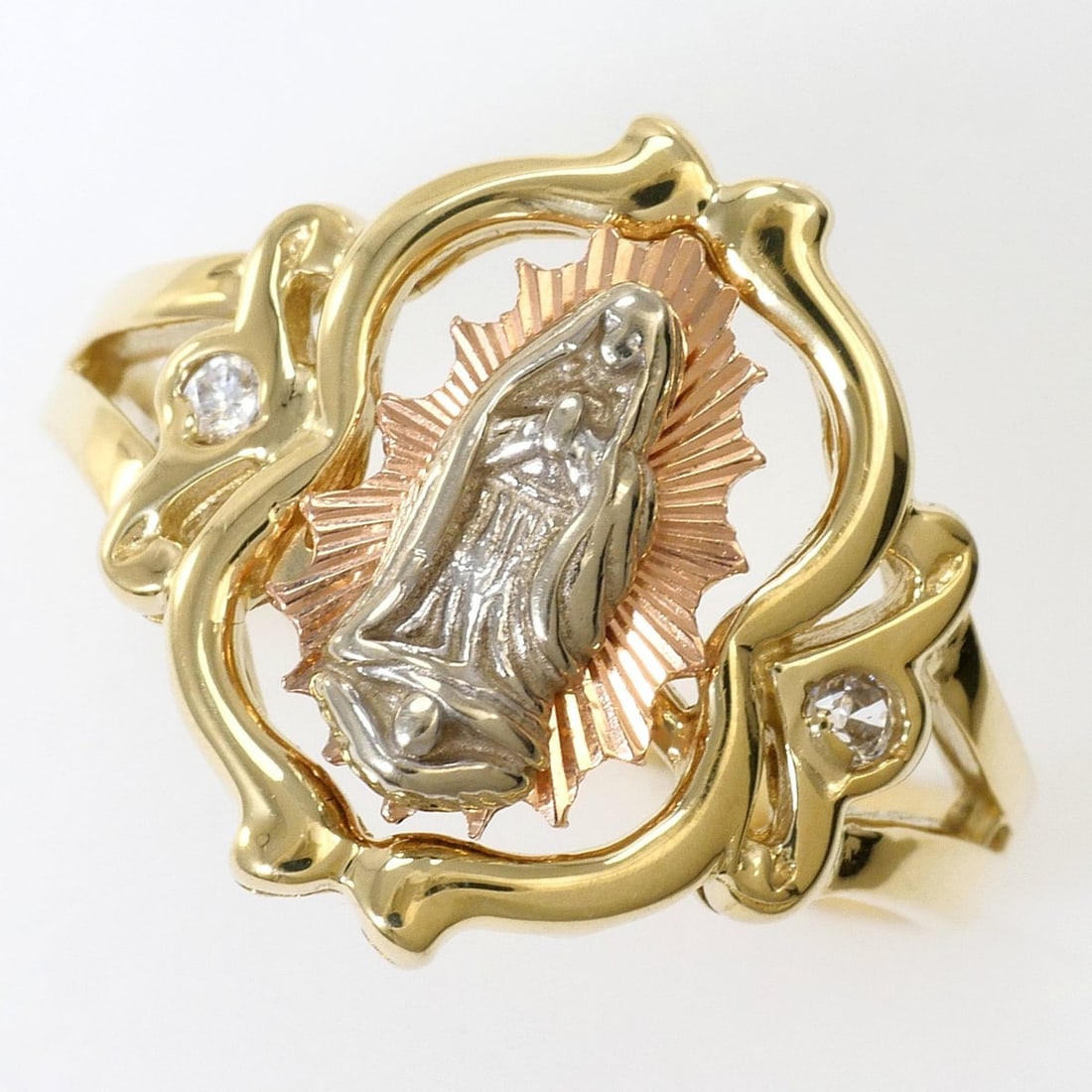K10 10K YG Yellow Gold Ring with Zirconia, Total Weight 2.6g, Jewelry: --- Catalog ---Category: SizeWidth: 14mm / 0.55''Weight: 2.6g / 0.09oz.JP Size: 9US Size: 5Category: DesignType: Band ringColor: Pink gold, White gold, Yellow goldMetal: Gold, White GoldStone: Cubic z