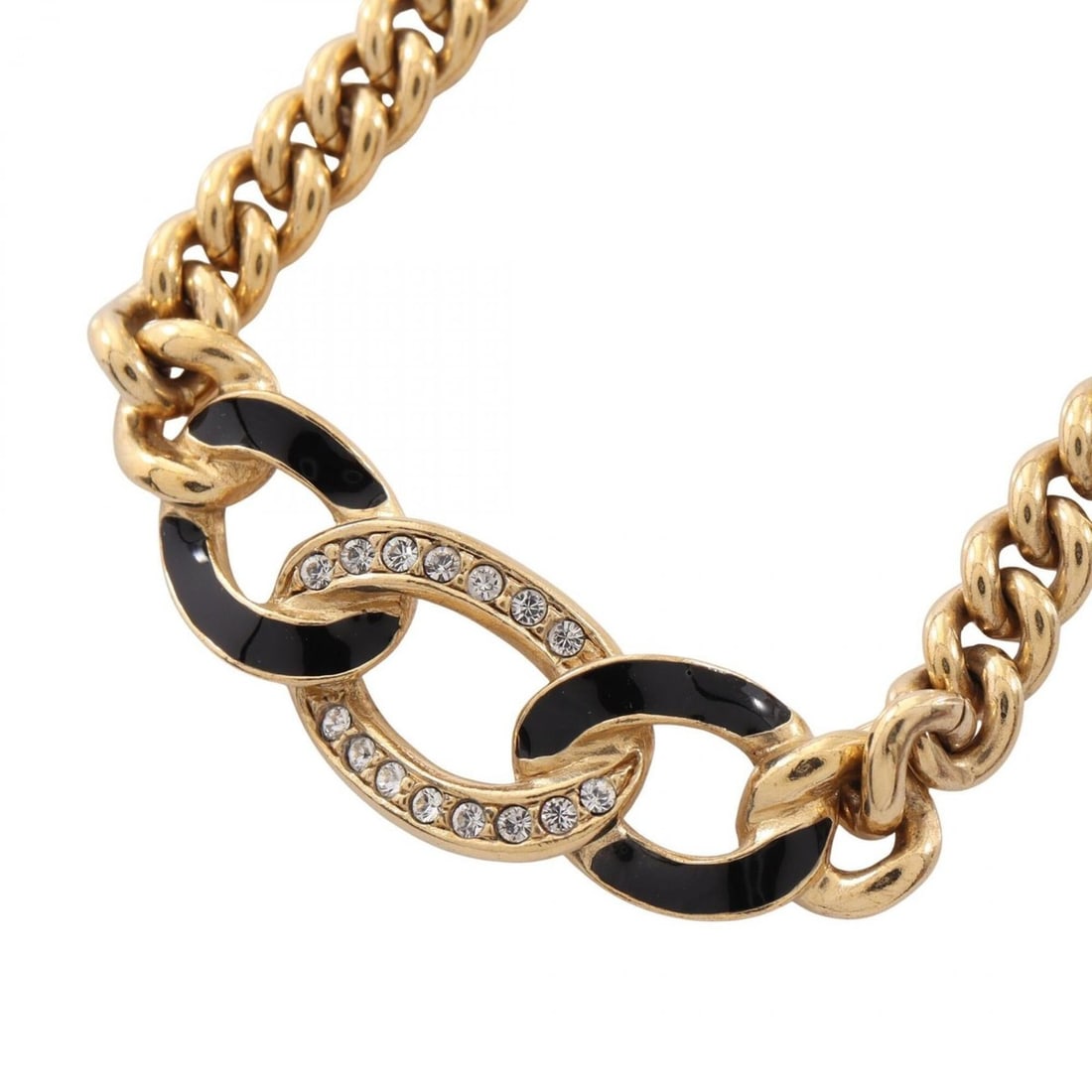 Christian Dior Dior Chain Stone Necklace Jewelry GP (Gold Plated) Rhinestone Women's Gold Tones: --- Catalog ---Category: SizePendant Size: 11mm x 38mm / 0.43'' x 1.49''Neck Circumference: 39 cm - 43 cm / 15.35'' - 16.92''Category: DesignColor: Black, Clear, GoldStone: RhinestoneGender: WomenMate
