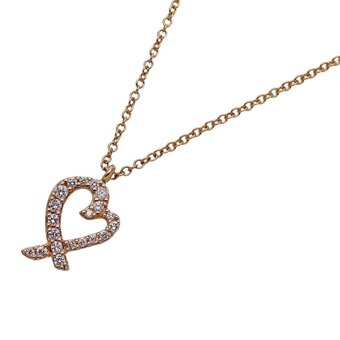 Tiffany & Co. Women's Necklace, 750PG (Pink Gold), Diamond, Paloma Picasso Loving Heart Design, Pink: --- Catalog ---Category: SizePendant Size: 13.5mm x 8.1mm / 0.53'' x 0.31''Neck Circumference: 41 cm / 16.14''Category: DesignColor: Pink goldGender: WomenMaterial: Pink gold (18K)Necklace Type: Neckl