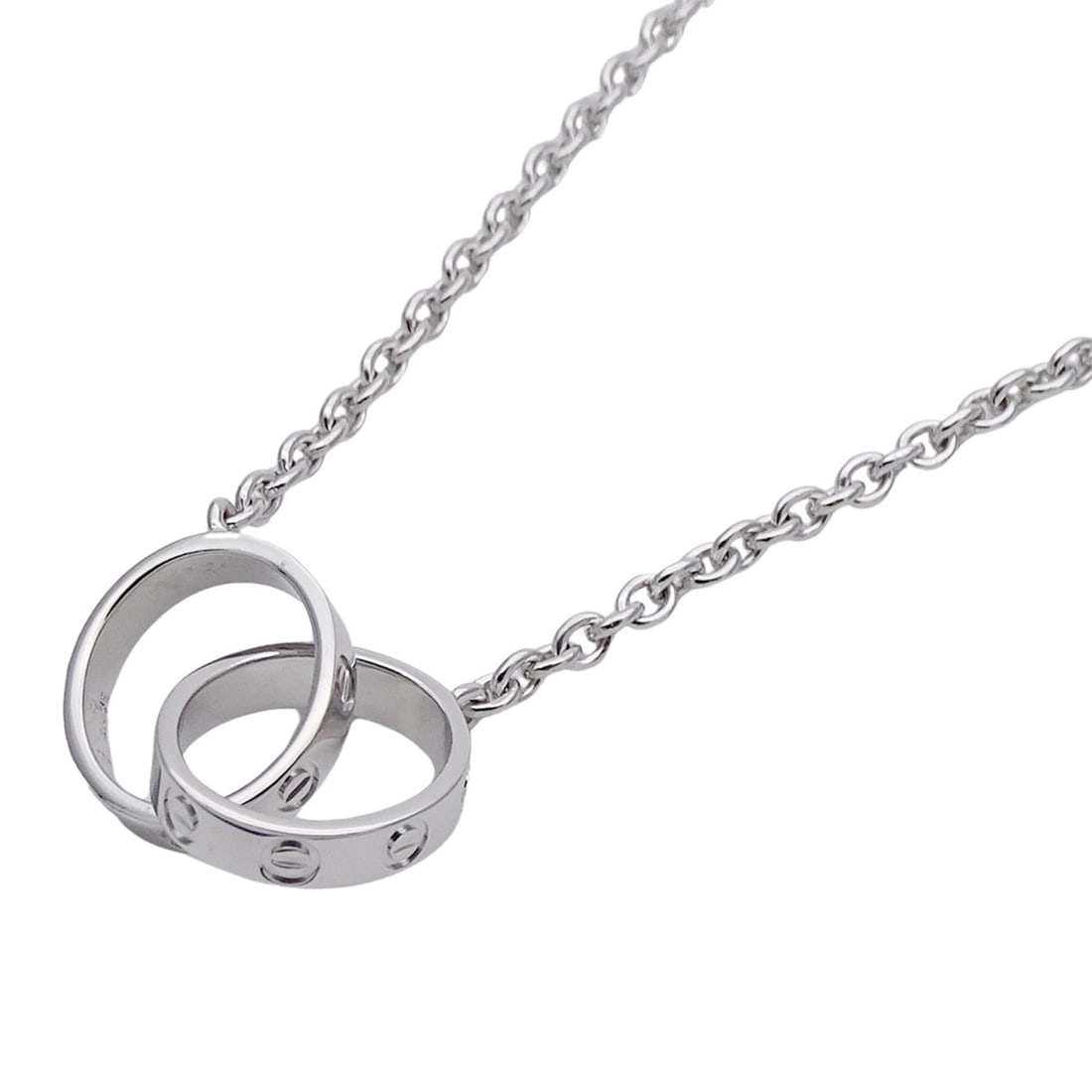 Cartier necklace for women, brand name, 750WG Baby Love, white gold jewelry.: --- Catalog ---Category: SizePendant Size: 2.3mm / 0.09''Neck Circumference: 44 cm / 17.32''Category: DesignColor: SilverGender: WomenMaterial: White gold (18K)Necklace Type: NecklaceCategory: General