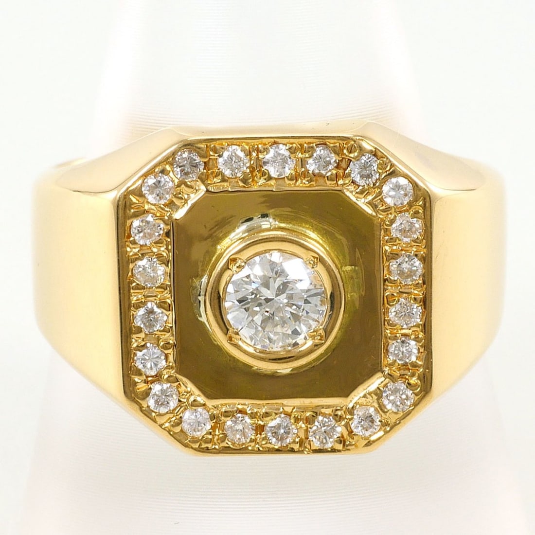 18K (18-karat) Yellow Gold Ring with Diamonds: 0.311ct and 0.28ct, Total Weight: 17.7g, Jewelry (1 of 10)