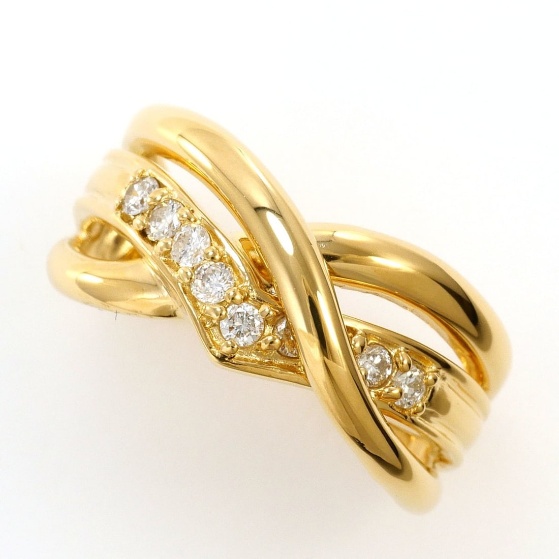 18K (18-karat) Yellow Gold Ring with 0.18ct Diamond, Total Weight 5.1g, Jewelry (1 of 12)