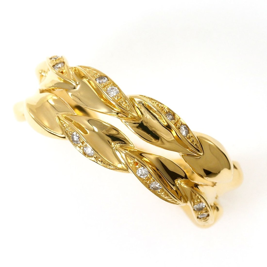 18K (18-karat) Yellow Gold Ring with 0.06ct Diamond, Total Weight 3.7g, Jewelry: --- Catalog ---Category: SizeWidth: 7mm / 0.28''Weight: 3.7g / 0.13oz.JP Size: 12US Size: 6.5Category: DesignType: Band ringColor: Yellow goldMetal: GoldStone: DiamondGender: WomenMaterial: Yellow gol