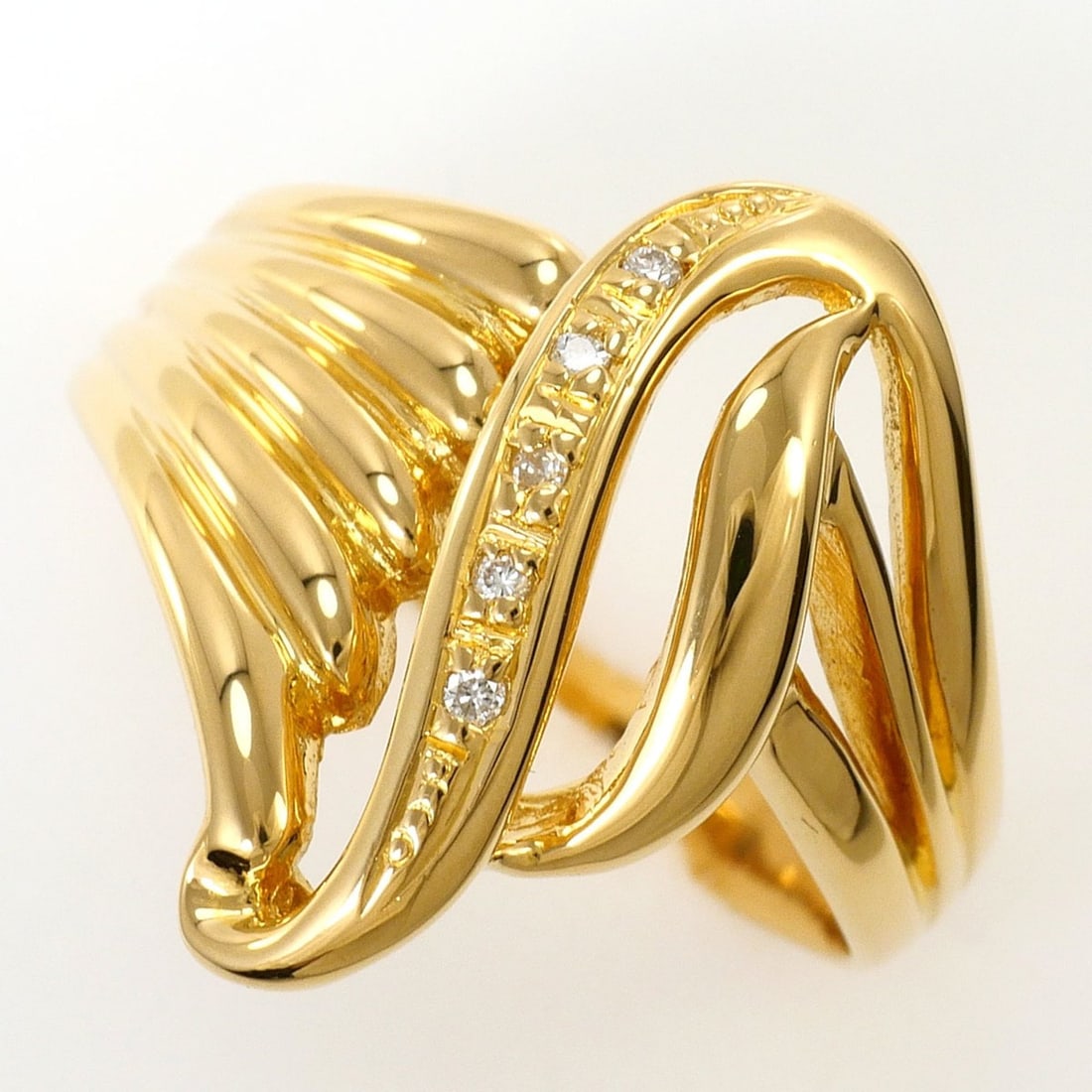 18K (18-karat) Yellow Gold Ring with 0.03ct Diamond, Total Weight 5.1g, Jewelry (1 of 9)