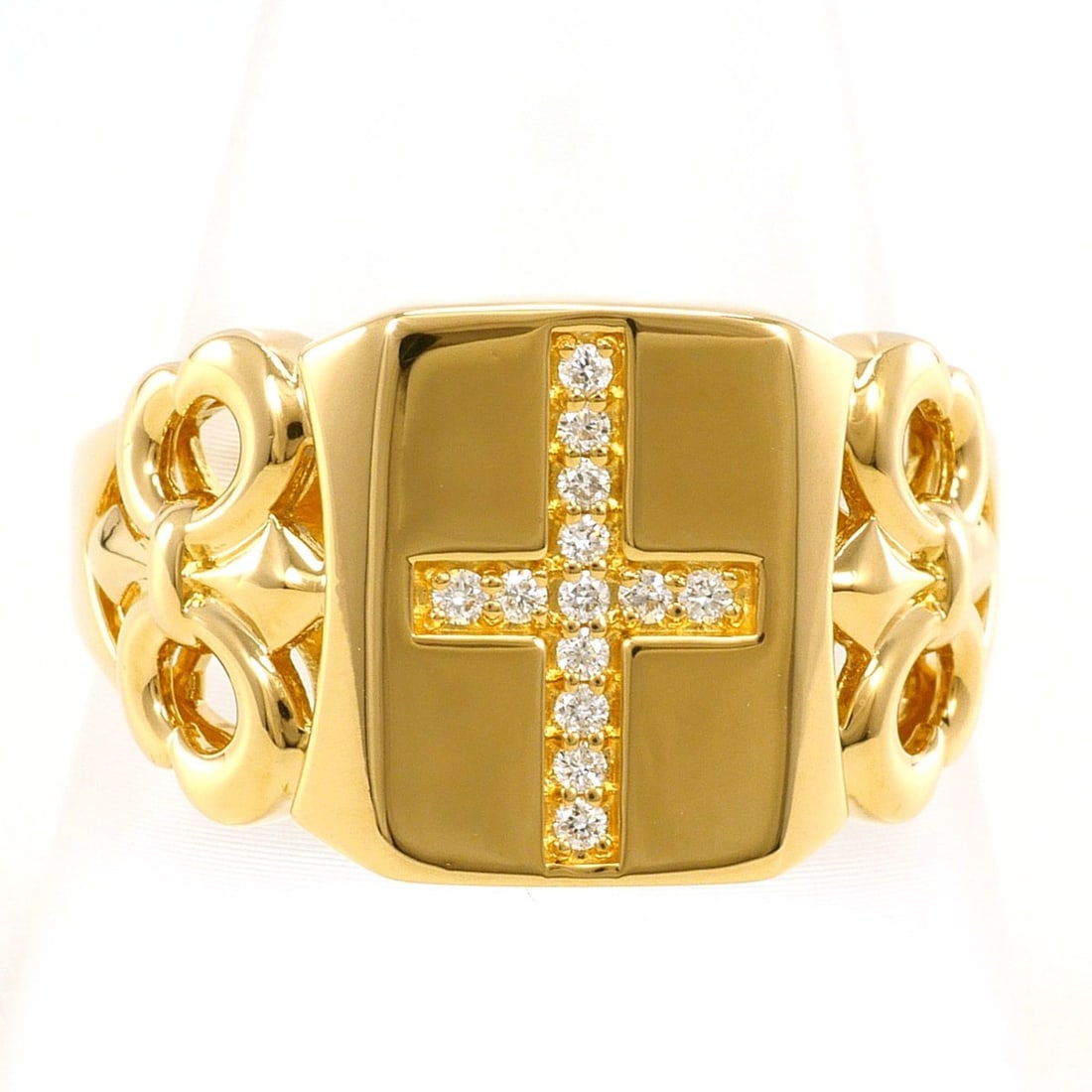 18K (18-karat) Yellow Gold Ring, 2 Diamonds, 0.10ct, Total Weight 7.5g, Jewelry (1 of 9)