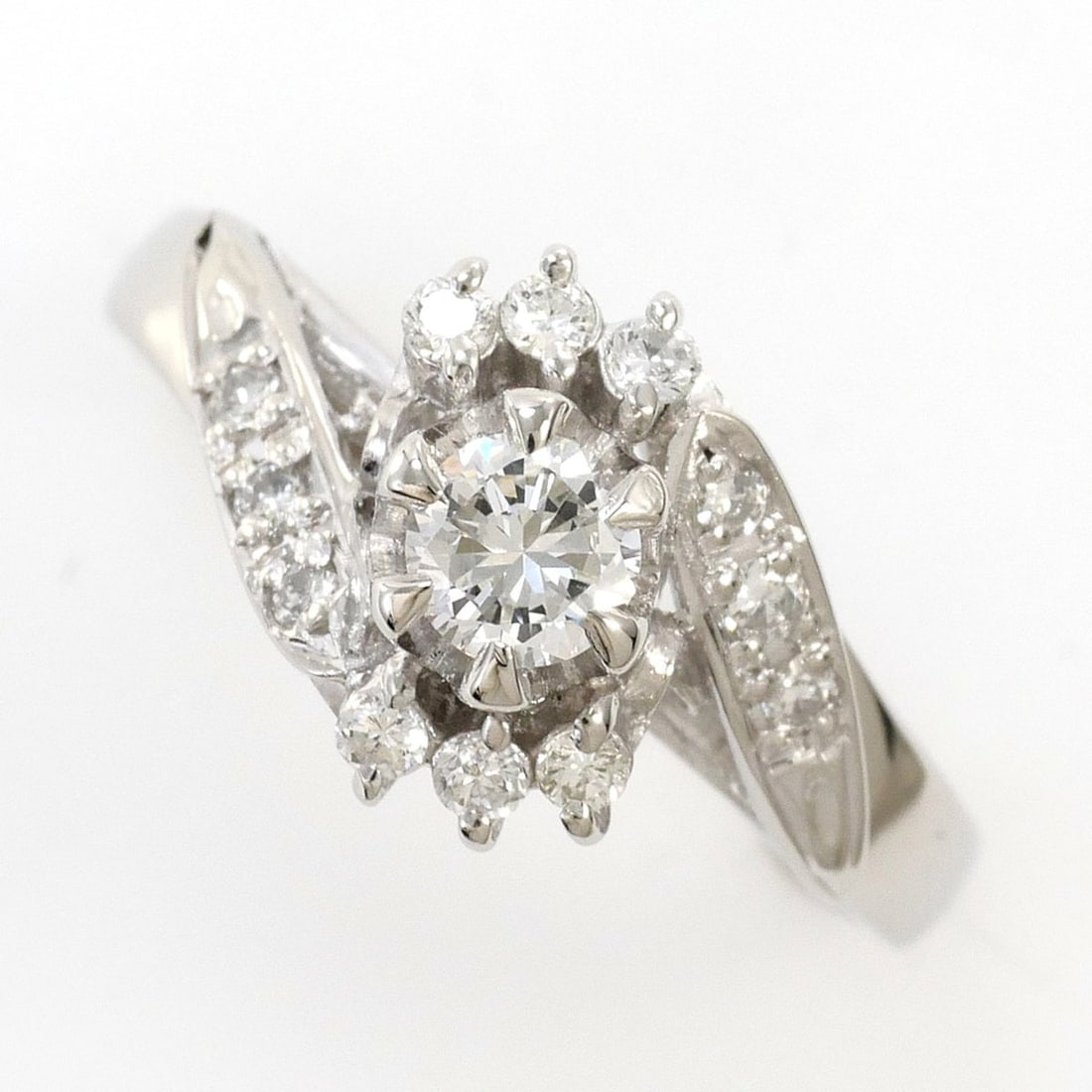 PT900 Platinum Ring with 0.15ct and 0.19ct Diamonds, Total Weight 4.5g, Jewelry: --- Catalog ---Category: SizeWidth: 9mm / 0.35''Weight: 4.5g / 0.15oz.JP Size: 7US Size: 4Category: DesignType: Band ringColor: PlatinumMetal: PlatinumStone: DiamondGender: WomenMaterial: Platinum 900