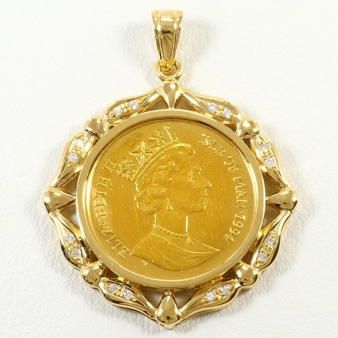 K24 24K YG Yellow Gold Pendant Top, 1.5 oz, 0.11ct Diamond, Card, Total Weight 12.3g, Jewelry (1 of 10)