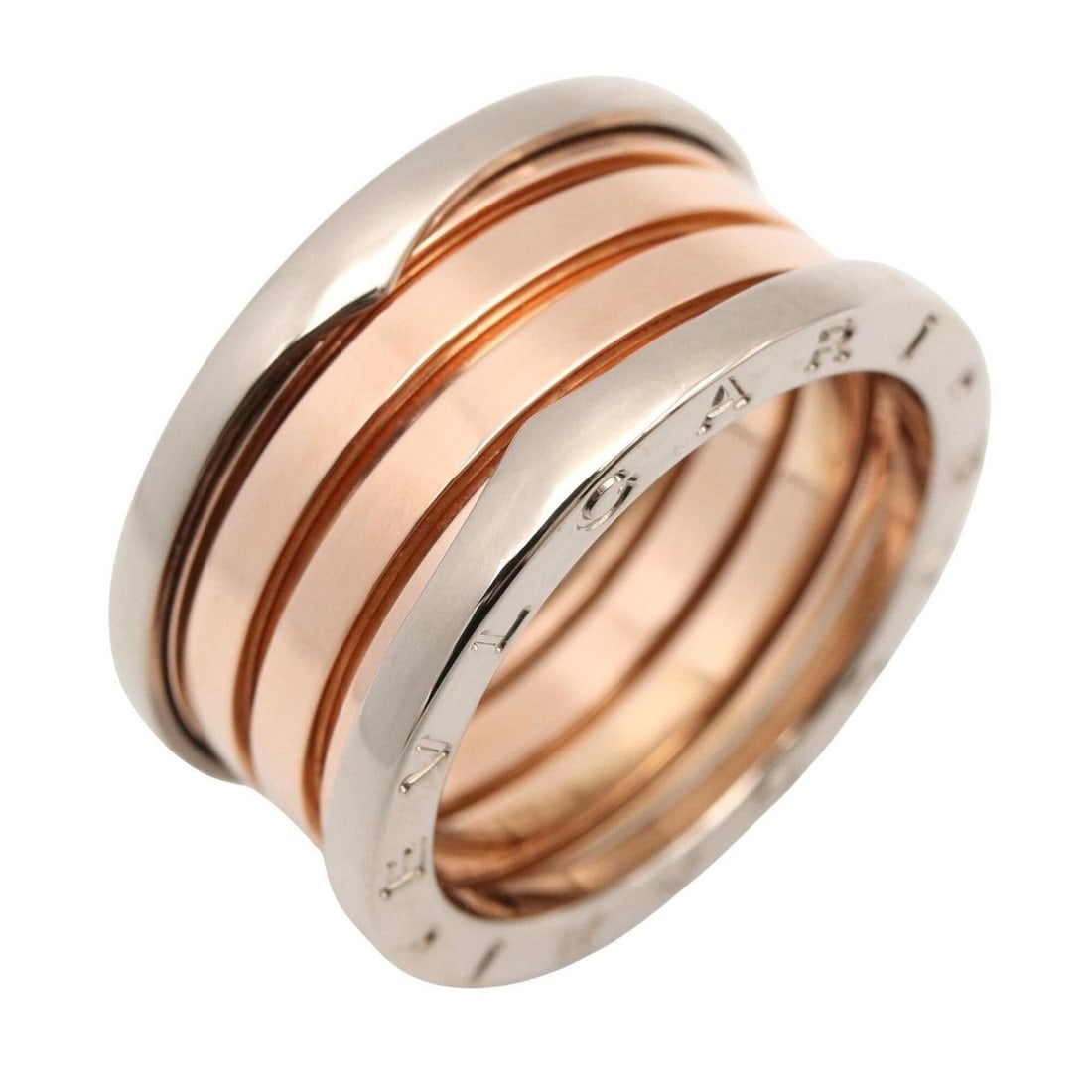 BVLGARI B-zero1 Ring, 3-band ring, jewelry, 18KPG (pink gold) / 18KWG (white gold), men's and (1 of 8)