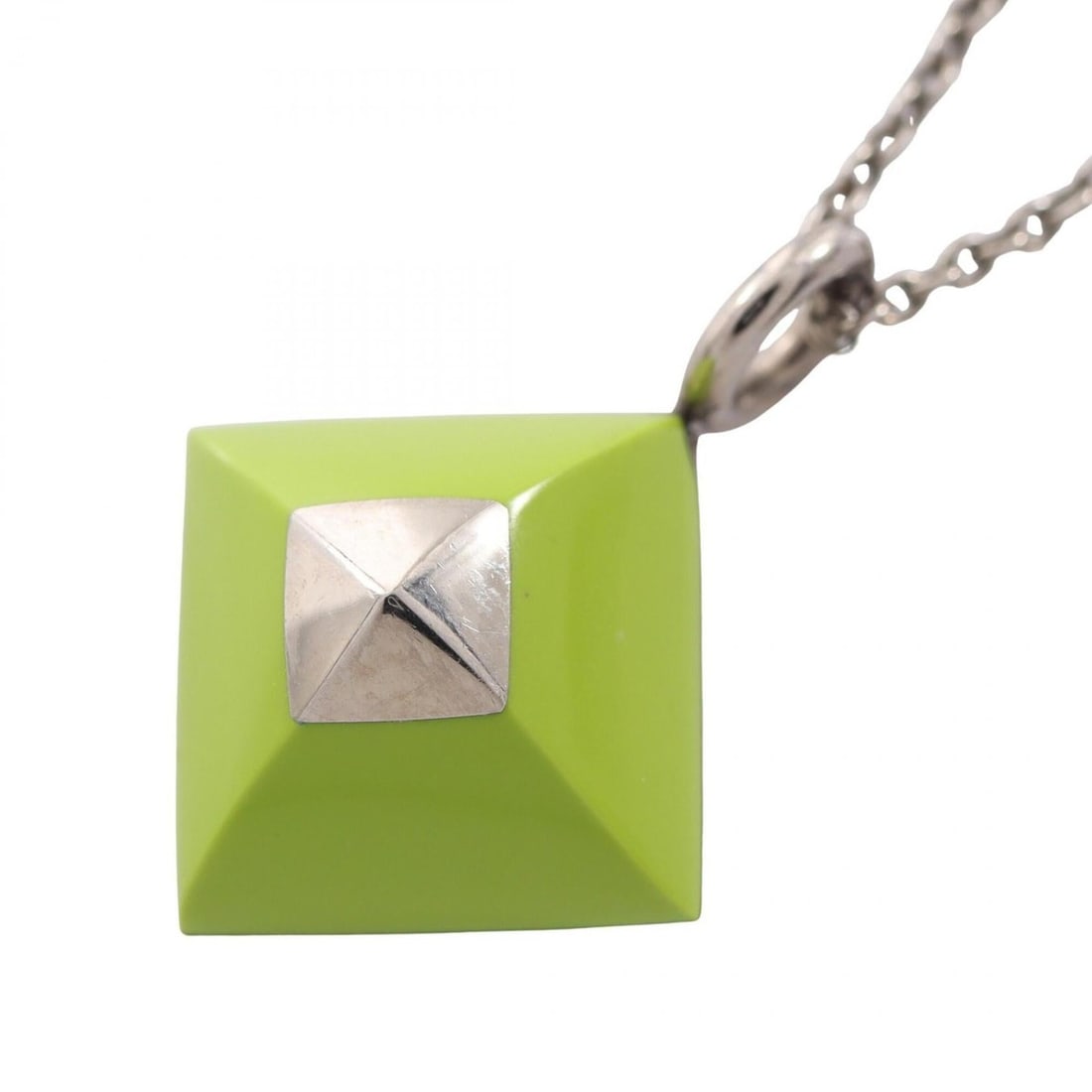 Hermes Medor Cupid Necklace, Jewelry, Plated, Women's, Silver/Green Tones (1 of 11)