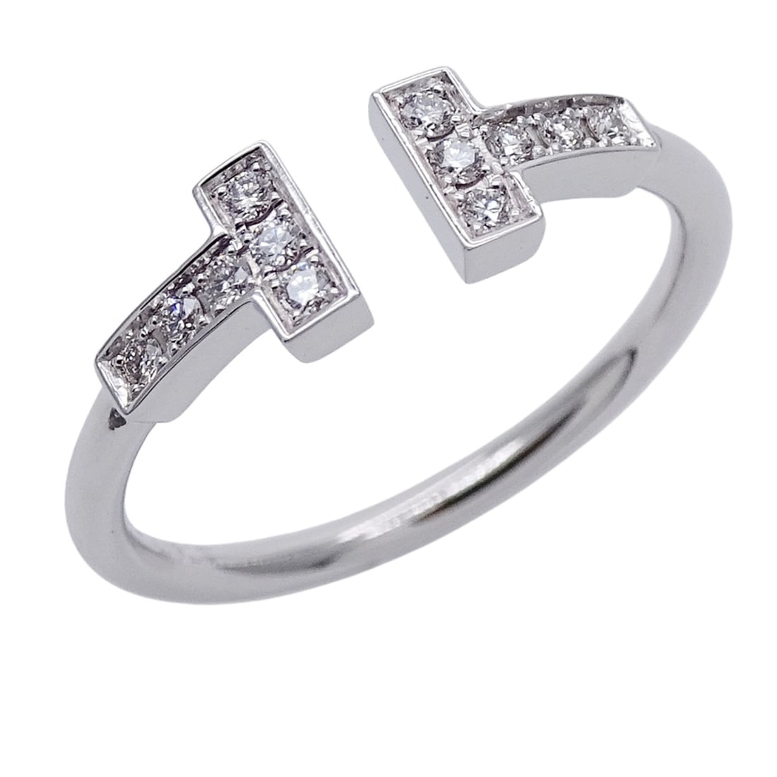 Tiffany & Co. Women's Ring, Brand Name 750WG Diamond T-Wire White Gold, Approx. 1cm, Jewelry: --- Catalog ---Category: SizeJP Size: 13US Size: 6.5Category: DesignType: Band ringColor: White goldGender: WomenMaterial: White gold (18K)Category: GeneralBrand: Tiffany--- Item List ---Section: Cond