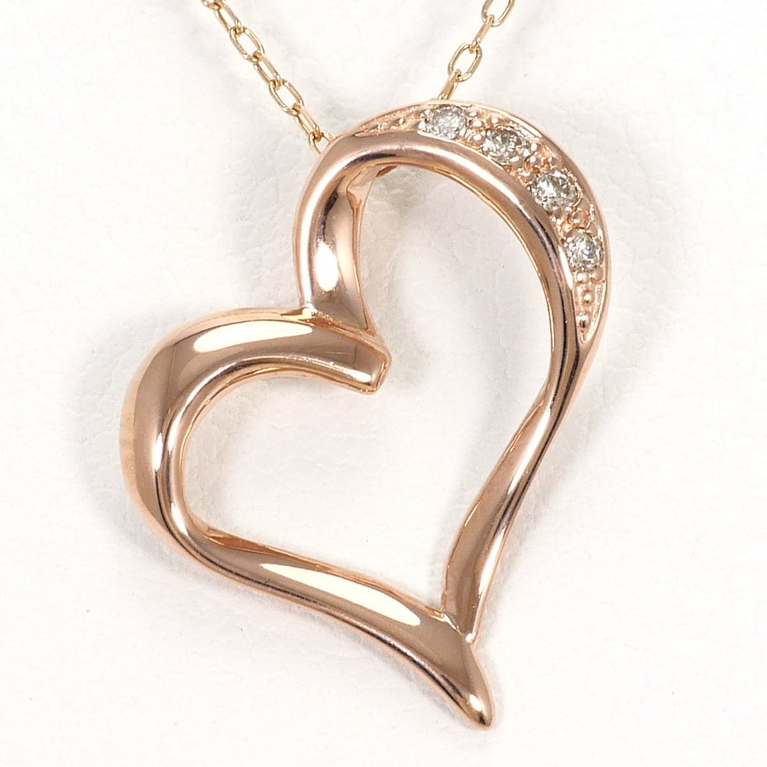 K10 10K Pink Gold Necklace with Diamond (carat weight not stamped), Total Weight 1.2g, 39cm, Jewelry: --- Catalog ---Category: SizeWeight: 1.2g / 0.04oz.Pendant Size: 14mm x 15mm / 0.55'' x 0.59''Neck Circumference: 39 cm / 15.35''Category: DesignColor: Pink goldMetal: GoldStone: DiamondGender: WomenM