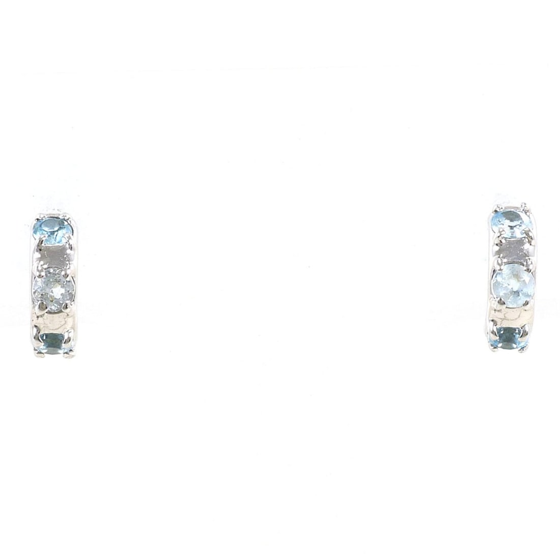 K14 14K White Gold Earrings with Blue Topaz and Aquamarine, Total Weight 0.6g, Jewelry: --- Catalog ---Category: SizeWeight: 0.6g / 0.02oz.Category: DesignType: Stud earringsColor: Blue, White goldMetal: White GoldStone: Aquamarine, TopazGender: WomenMaterial: White gold (14K)Metal Purit