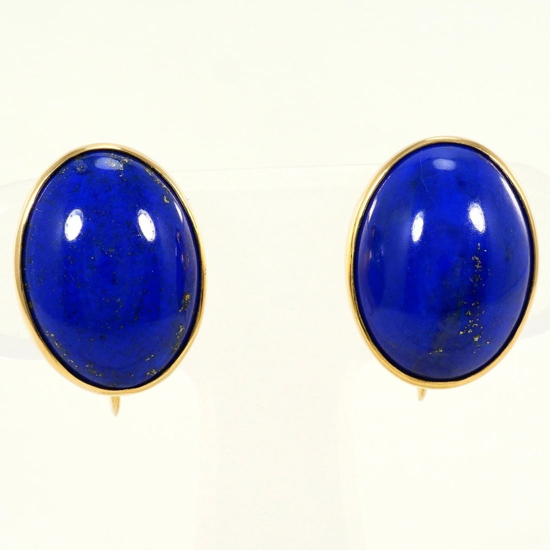 18K (18-karat) Yellow Gold Earrings with Lapis Lazuli Card Design, Total Weight 7.3g, Jewelry (1 of 14)