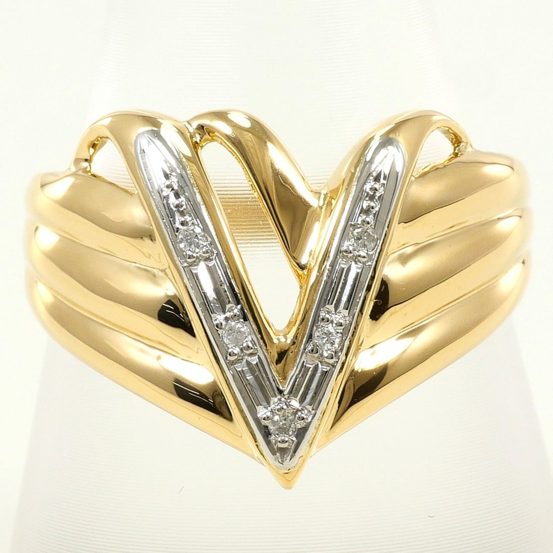 PT900 Platinum 18K Yellow Gold Ring, 1 Diamond (0.03ct), Total Weight 3.5g, Jewelry: --- Catalog ---Category: SizeWidth: 15mm / 0.59''Weight: 3.5g / 0.12oz.JP Size: 15US Size: 7.5Category: DesignType: Band ringColor: Platinum, Yellow goldMetal: Gold, PlatinumStone: DiamondGender: Wome
