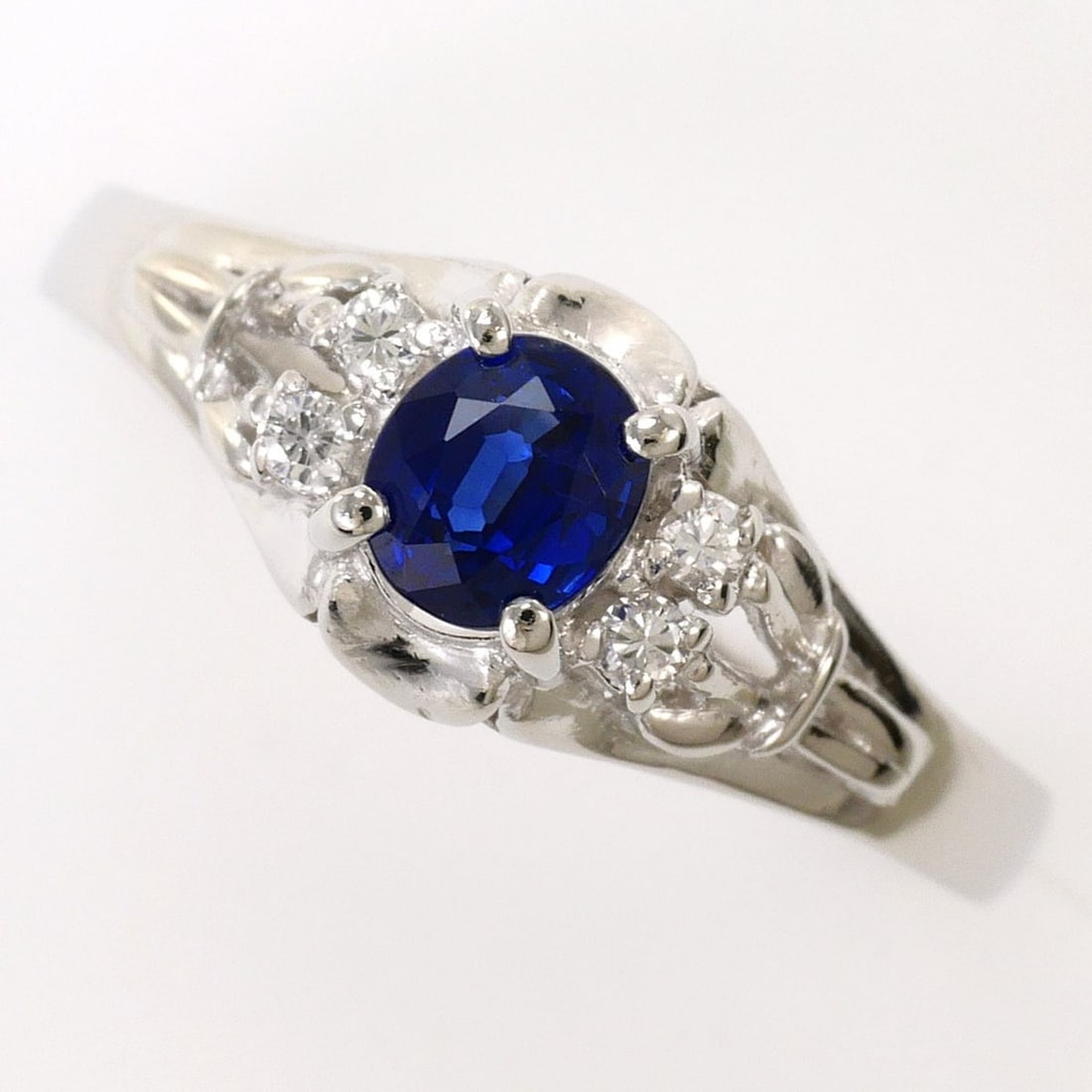 PT900 Platinum Ring, 1 piece, Sapphire 0.48ct, Diamond 0.51ct, Total Weight 2.9g, Jewelry (1 of 13)