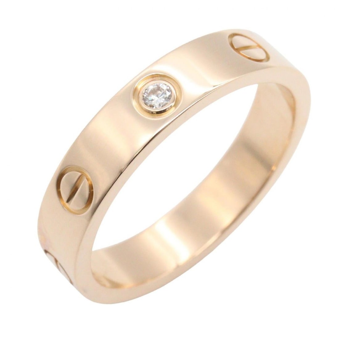 Cartier Mini Love Ring 1PD Ring, Jewelry, 18KPG (Pink Gold), Diamond, Women's, Gold Tone, Clear (1 of 10)