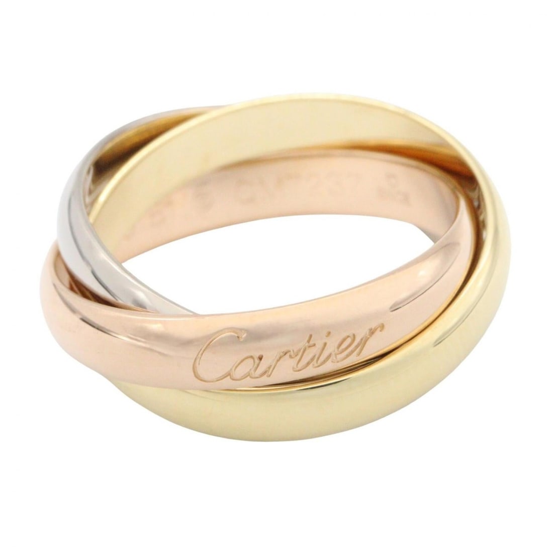 Cartier Trinity Ring Classic - Jewelry 18K (Yellow Gold), 18KWG (White 18KPG (Pink Gold) Women's: --- Catalog ---Category: SizeJP Size: 10.5US Size: 5.5Category: DesignType: Band ringColor: Gold, SilverGender: WomenMaterial: Pink gold (18K), White gold (18K), Yellow gold (18K)Category: GeneralMPN: