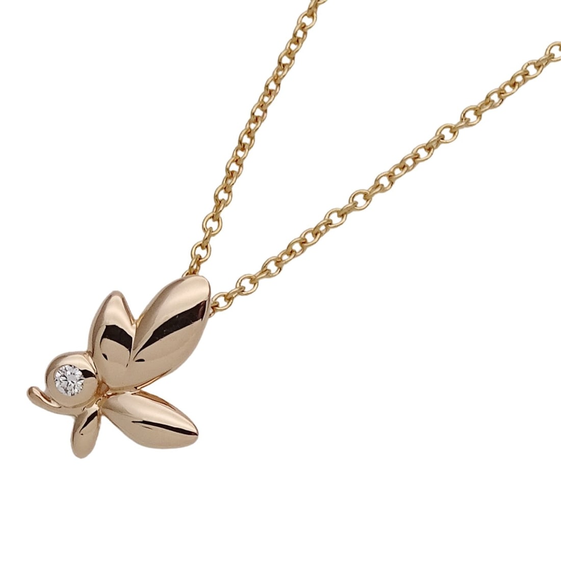 Tiffany & Co. Women's Necklace, 750PG (Pink Gold), 1 Diamond, Paloma Picasso Olive Leaf Design, Pink: --- Catalog ---Category: SizePendant Size: 10.9mm x 8.4mm / 0.42'' x 0.33''Neck Circumference: 41 cm / 16.14''Category: DesignColor: Olive, Pink goldGender: WomenMaterial: Pink gold (18K)Necklace Type