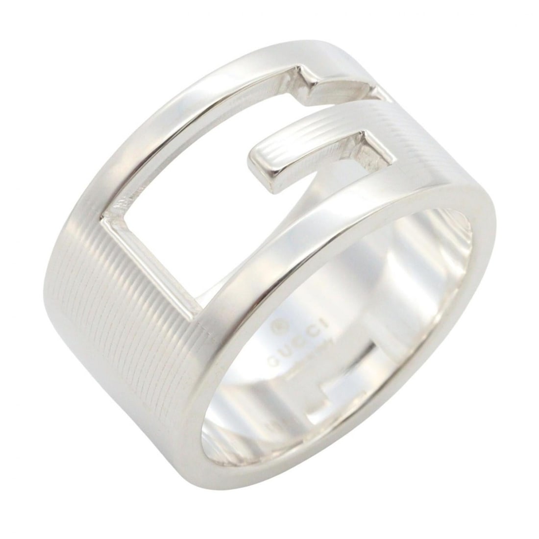 Gucci G-logo ring, jewelry, sterling silver (925), men's, women's, tone.: --- Catalog ---Category: SizeJP Size: 15US Size: 7.5Category: DesignType: Band ringColor: SilverGender: Men,WomenMaterial: Silver 925Category: GeneralBrand: Gucci--- Item List ---Section: ConditionRan
