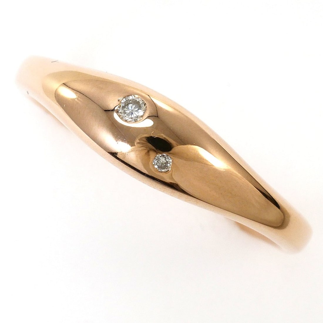18K (18-karat) Pink Gold Ring with Diamond (carat weight not stamped), Total Weight 3.2g, Jewelry: --- Catalog ---Category: SizeWidth: 5mm / 0.2''Weight: 3.2g / 0.11oz.JP Size: 8.5US Size: 4.5Category: DesignType: Band ringColor: Pink goldMetal: GoldStone: DiamondGender: WomenMaterial: Pink gold (1