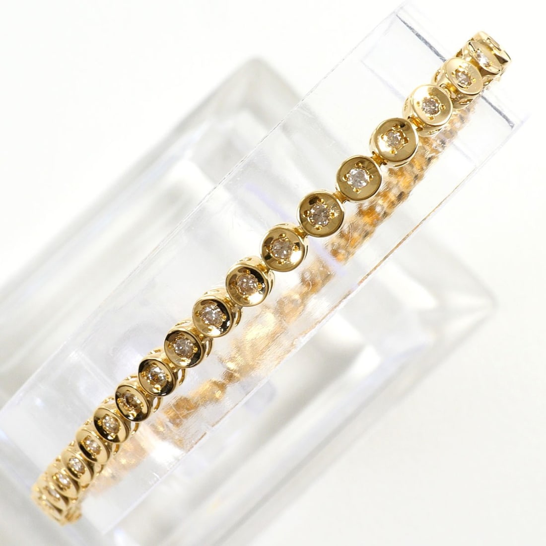 18K (18-karat) Yellow Gold Bracelet with 1.00ct Diamond, Total Weight 7.5g, 18.5cm, Jewelry (1 of 14)