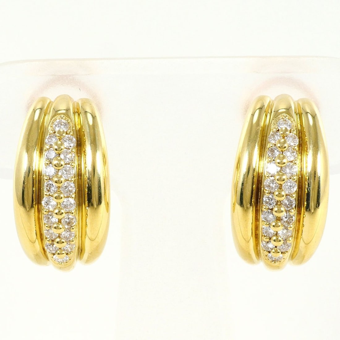 18K (18-karat) Yellow Gold Earrings with 0.25ct Diamonds, Total Weight 7.8g, Jewelry (1 of 8)