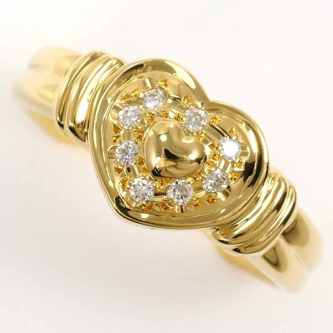 18K (18-karat) Yellow Gold Ring with 1 Diamond (0.10 ct), Total Weight 4.2g, Jewelry (1 of 9)