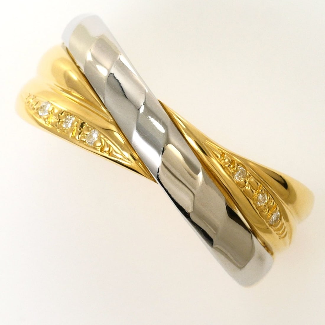 PT900 Platinum 18K YG Yellow Gold Ring, 1 Diamond 0.03ct, Total Weight 4.2g, Jewelry: --- Catalog ---Category: SizeWidth: 8mm / 0.31''Weight: 4.2g / 0.14oz.JP Size: 16US Size: 8Category: DesignType: Band ringColor: Platinum, Yellow goldMetal: Gold, PlatinumStone: DiamondGender: WomenMa