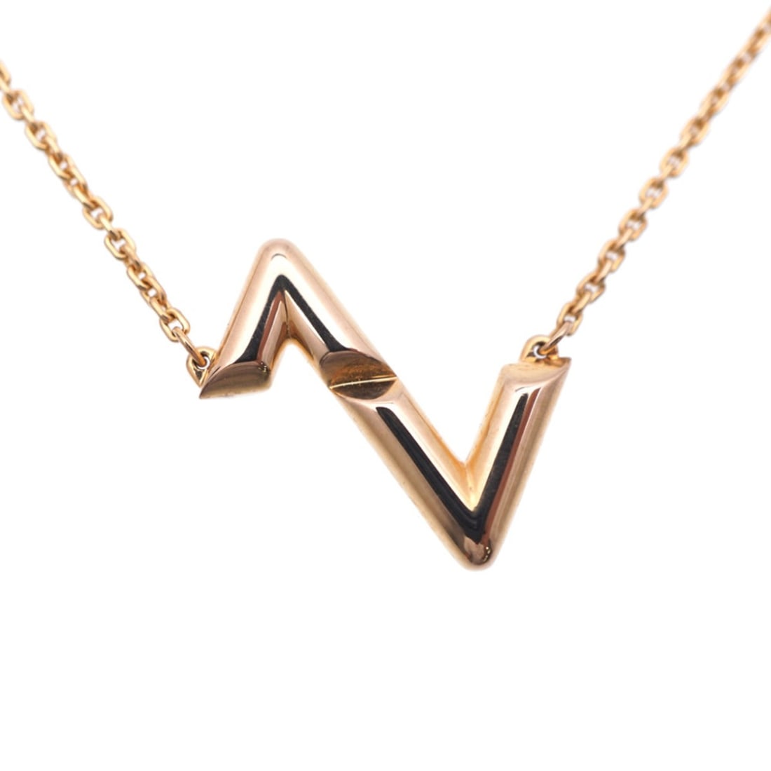 Louis Vuitton LV Vault Upside Down 750PG Necklace 18KPG Pink Gold Q93868 1351 LOUIS VUITTON Jewelry: --- Catalog ---Category: SizePendant Size: 16mm x 14mm / 0.62'' x 0.55''Neck Circumference: 44.5 cm / 17.51''Category: DesignColor: Pink goldGender: WomenMaterial: Pink gold (18K)Necklace Type: Neckla